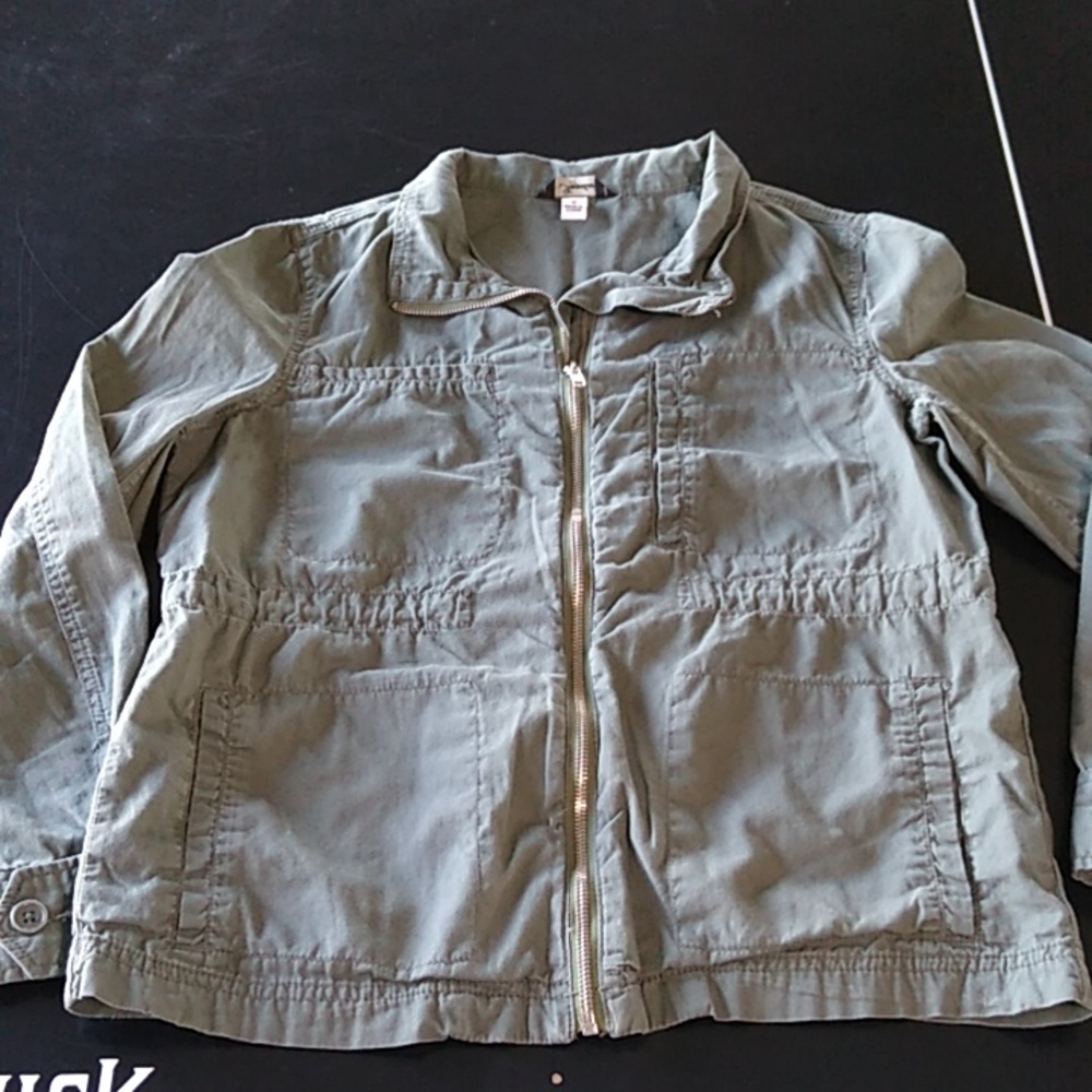 Olive Green Utility Jacket by Supplies size Small Zip Front